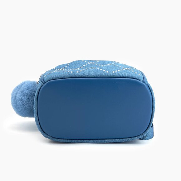Denim Blue Rhinestone Studded Mini Backpack - Picture 3 of 4